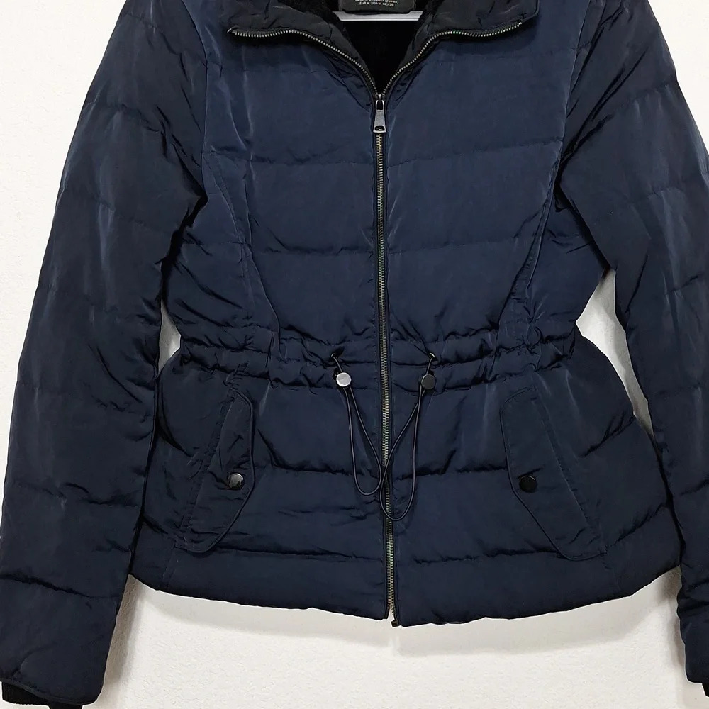 Zara Dark Blue Puffer Coat - Picture 7 of 13